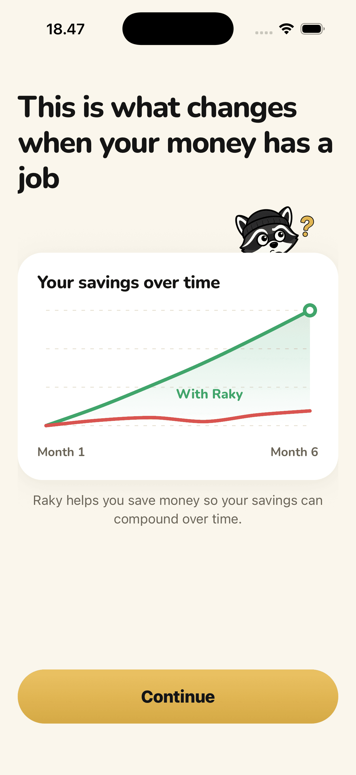 A Raky chart comparing savings with and without a plan over six months